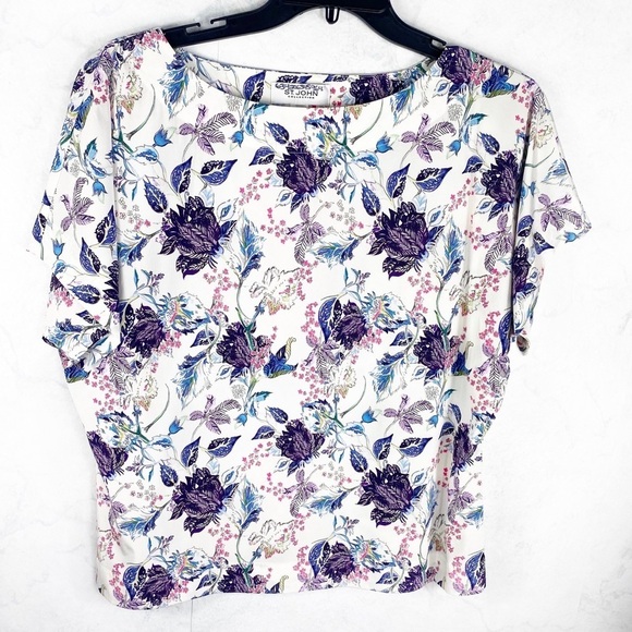 [St. John] Spring Bouquet Silk Blouse - Picture 2 of 5